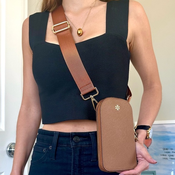 Tory Burch Handbags - NEW Tory Burch bag crossbody brown camel leather gold hardware 2 straps …